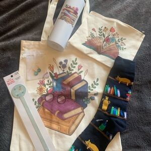 Book Lover's Gift Set with Tote and Socks